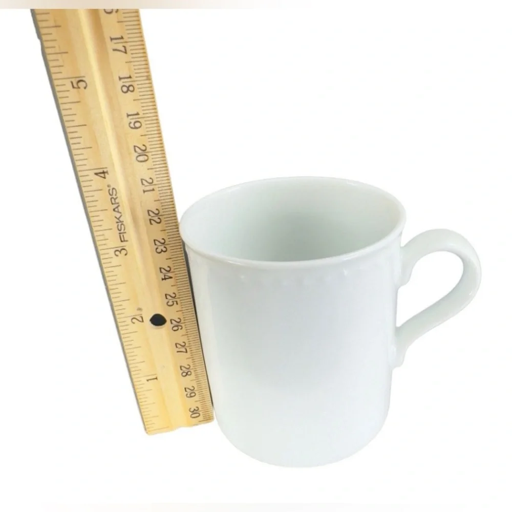Crate & Barrel Staccato White Coffee Tea Mug Cup Kathleen Willis Japan Set 5 VTG